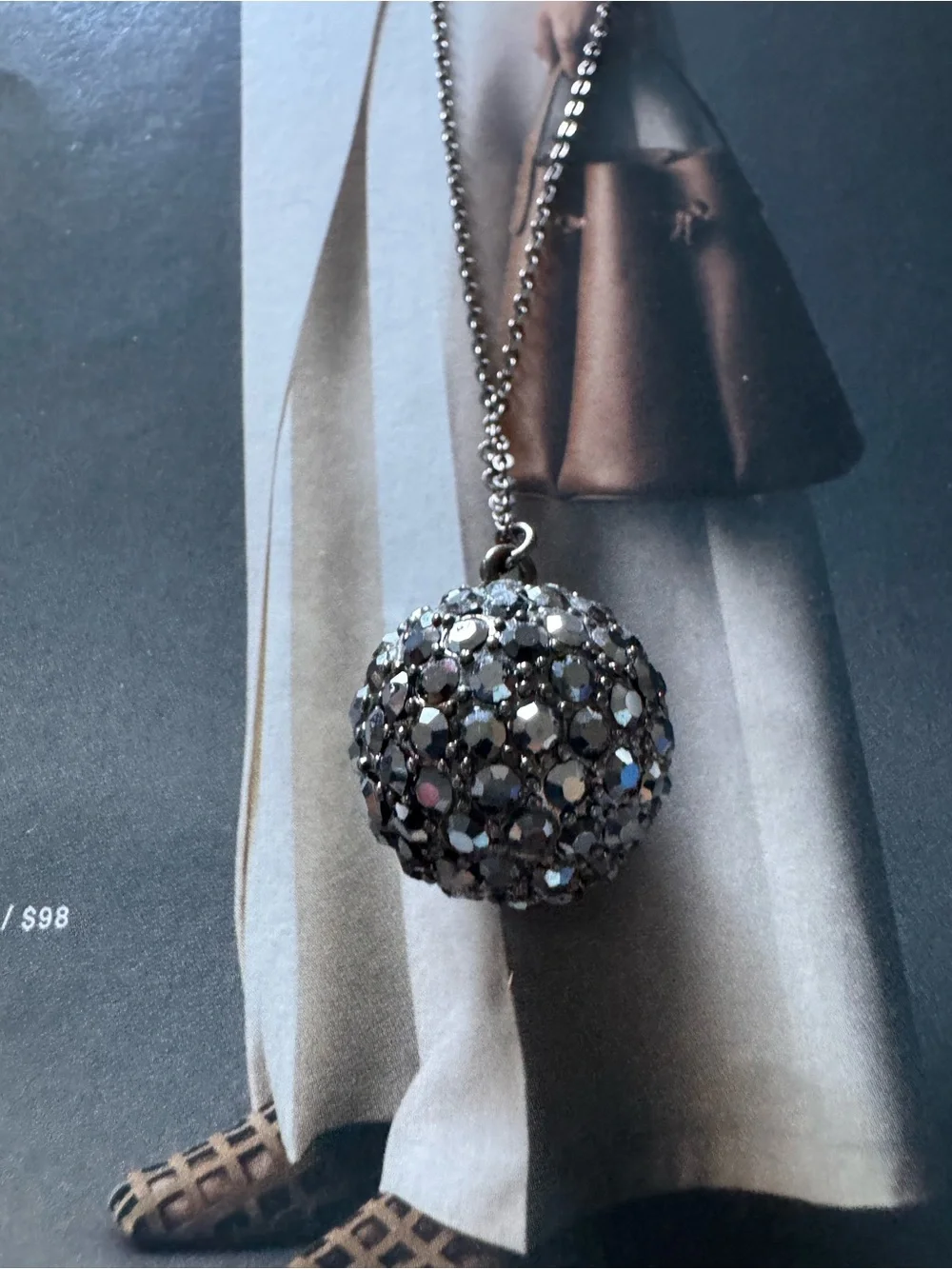 White House Black Market Hematite-Tone Layered Bead Necklace